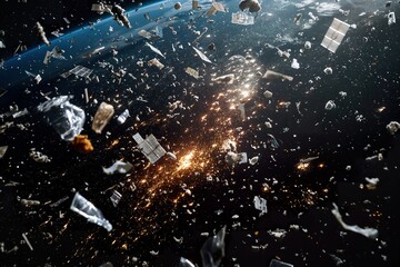 A myriad of random objects float weightlessly in the air, creating a mesmerizing ballet of debris.