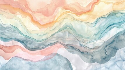Obraz premium Abstract waves watercolor background. Pastel aesthetic watercolor texture.