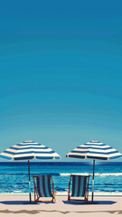 Fototapeta premium beach chairs and umbrellas