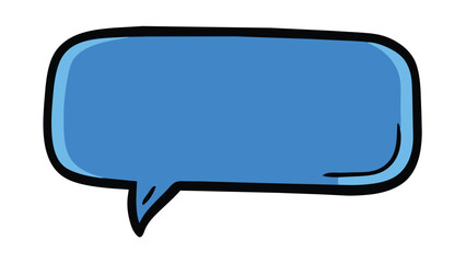 Blue Speech Bubble with Black Outline - Vector Illustration of a Cartoon Style Dialogue Balloon