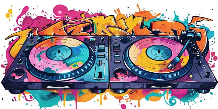 DJ made of colourful graffiti