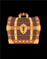 golden jewel encrusted lock box huge key hole hidden mystery secret special private pirate golden fortune treasure chest design resizable vector transparent background single icon