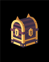 small golden spikes wooden hidden mystery secret special private pirate golden fortune treasure chest design resizable vector transparent background single icon