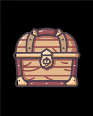small handle light brown locked hidden mystery secret special private pirate golden fortune treasure chest design resizable vector transparent background single icon