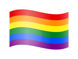 Waving LGBT Pride flag icon logo on a transparent background. Rainbow flag LGBT pride month card poster. LGBT Pride flag, LGBT Pride Month, LGBT Gay Pride