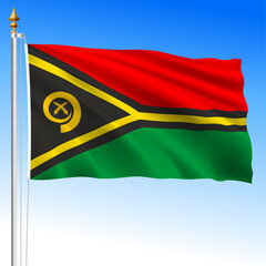 Vanuatu official national waving flag, oceania, vector illustration
