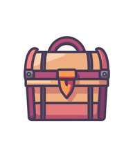 red handle orange lockbox hidden mystery secret special private pirate golden fortune treasure chest illustration design 