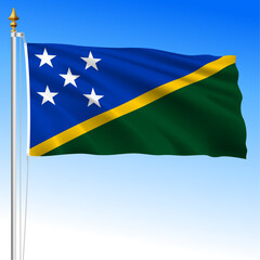 Solomon islands, official national waving flag, oceania, vector illustration