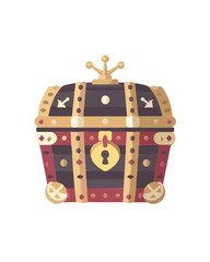 red black gold modern deluxe locked hidden mystery secret special private pirate golden fortune treasure chest illustration design 