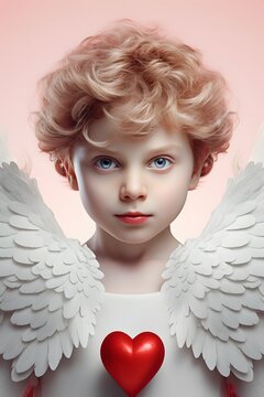 Boy cupid realistic cute illustration