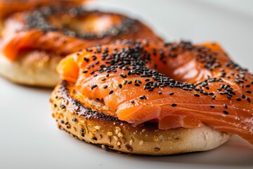 Bagel with smoked salmon and cream cheese, showcasing a delicious and classic breakfast option