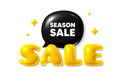 Sale text 3d banner with chat bubble. Season sale tag. Special offer price sign. Advertising discounts symbol. Season sale chat message. 3d speech bubble offer banner. Sale text balloon. Vector