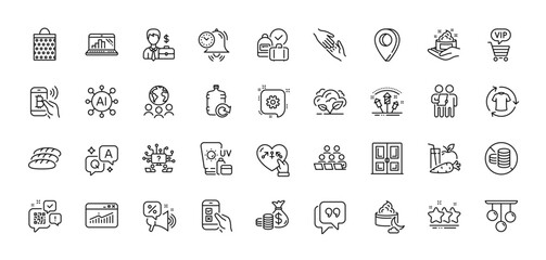Door, Teamwork question and Time management line icons pack. AI, Question and Answer, Map pin icons. Coins bag, Skin care, Survey web icon. Genders, Mobile survey, Night cream pictogram. Vector