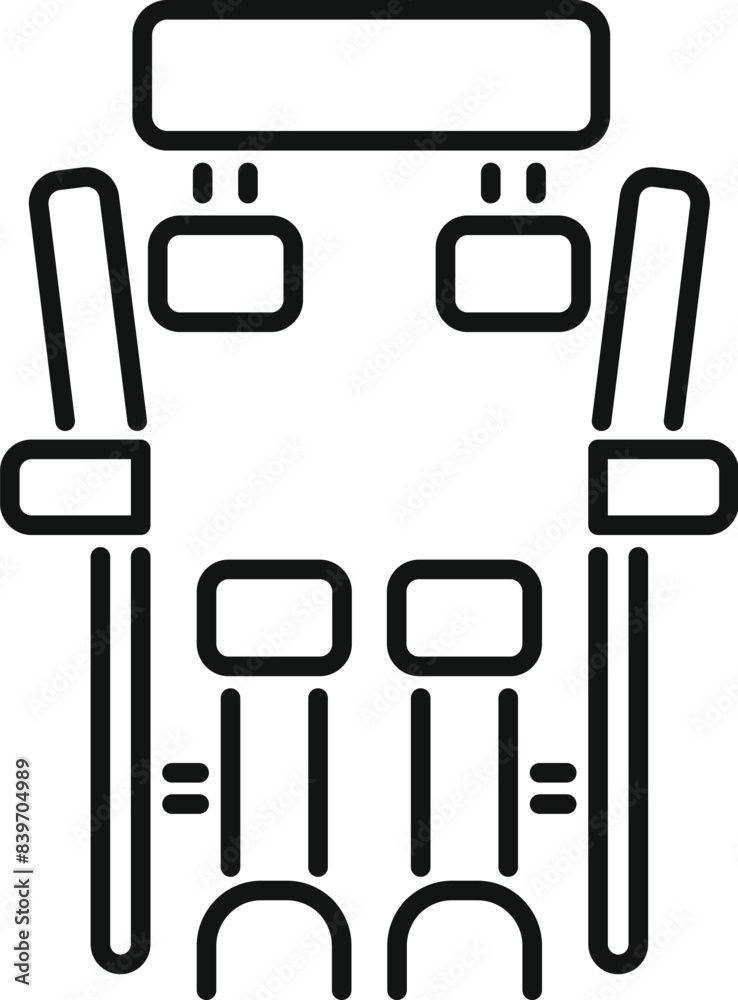 Sticker Simple icon depicting the inside of a ski bus with mounted skis and a luggage compartment