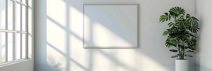 Obraz premium an empty vertical frame mockup on the wall