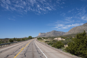 Highway through Guadalupe Mountains National Park, Texas