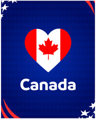 Canada Flag Heart American Football USA 2024 Abstract Design Logo Symbol American Football final Vector illustration