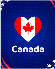 Canada Flag Heart American Football USA 2024 Abstract Design Logo Symbol American Football final Vector illustration