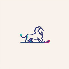 Fototapeta premium Minimalist geometric simple colorful lion logo design