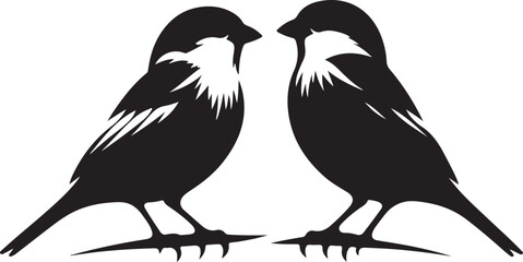 Beautiful bird couple sparrow vector.