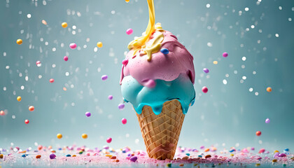 Minimal balloon 3D image of perfect vanilla ice cream.