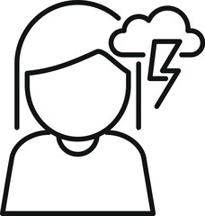 Simple icon conveying stress and anxiety with a lightning bolt