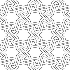 Stars, polygons ornament. Ethnic seamless pattern. Tiles motif. Geometrical backdrop. Star, polygonal shapes wallpaper. Geometric background. Embroidery digital paper. Abstract vector.