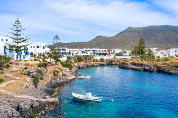 Famous seaside village of Avlemonas with beautiful natural scenic fjord in island of Kythera, South...