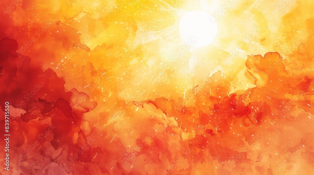 Poster radiant depiction of the sun's core with a burst of light and cosmic rays, showcasing the immense en
