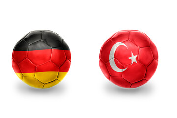 football balls with national flags of germany and turkey ,soccer teams. on the white background.