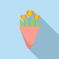 Lovely bouquet of tulips wrapped in pink paper, perfect for conveying love, gratitude, or congratulations