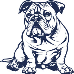 Bulldog silhouette, line art, solid color