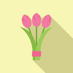 Pink tulips tied with a ribbon, symbolizing spring and new beginnings