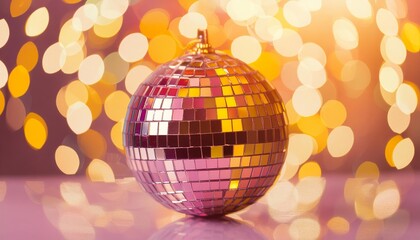 Fototapeta premium Disco ball sphere with colorful disco lights for party nights