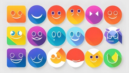 様々な顔の形のカラフルな背景イラスト