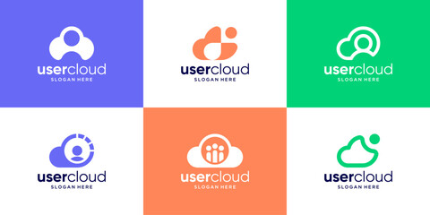 Simple cloud people or user logotype collection.