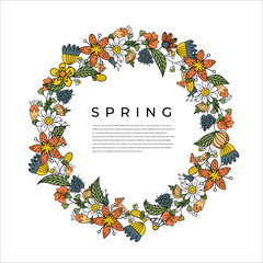 Floral wreath circular frame design