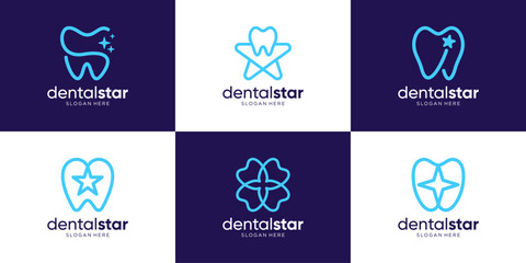 Set of dental star logo design template.