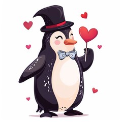 Fototapeta premium Penguin Romantic fashion
