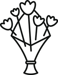 Five flowers standing in a vase, bringing joy and beauty