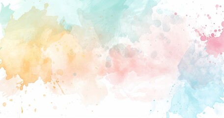 Fototapeta premium Soft pastel background with white space, watercolor splash clip art, cute simple, soft colors, white isolated background