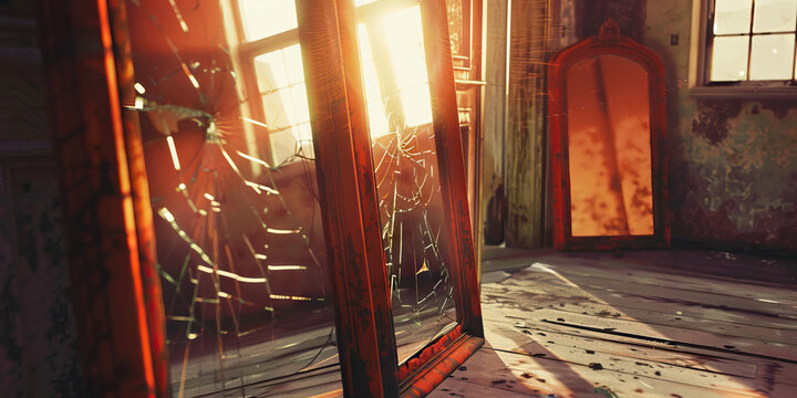 The Asylum of Madness: A dilapidated room, filled with broken mirrors and eerie whispers.