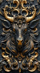 Mural 3d effect dark color, wallpaper, wall art. AI generated illustration