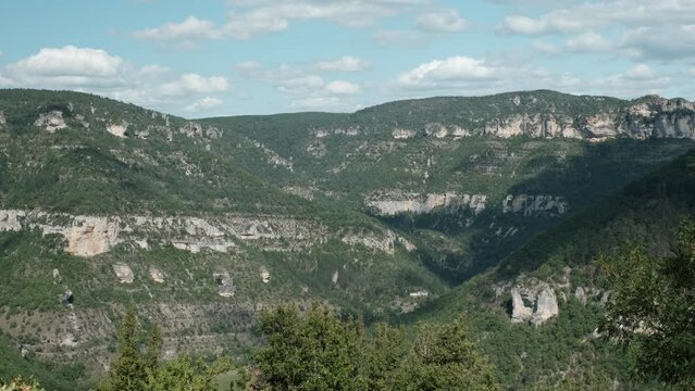 Gorge next to the Viaduc de Millau, the highest bridge in France and Europe and a master piece of architectural construction.