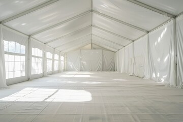 In white tent waiting for event setup