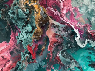 Obraz premium An abstract design with surreal imagery and rich colors photorealistic and vibran, generated with AI