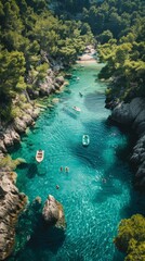 Obraz premium Cinematic aereal drone shot summer scene, generated with AI