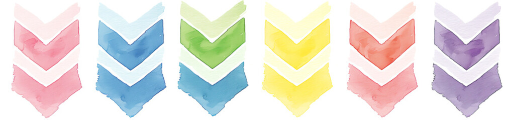 Watercolor chevron arrow pattern in six vibrant colors