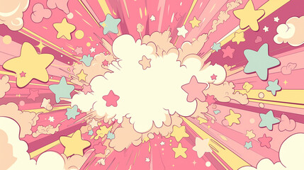 コミックアート風のふきだしが爆発するポップなフレーム背景イラスト　An illustration of a speech bubble exploding