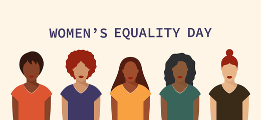 Women's Equality Day banner. Female holiday, celebrated annually on August 26 Faceless vector illustration